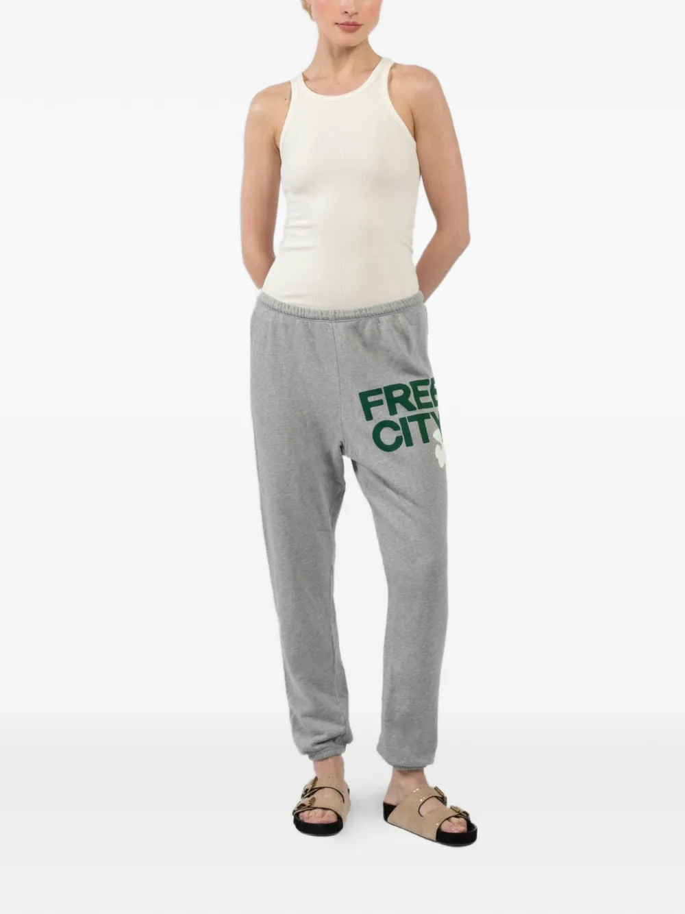 FreeCity Heather drawstring track pants - Grijs