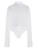 Brandon Maxwell Bradshaw belted shirt bodysuit - White