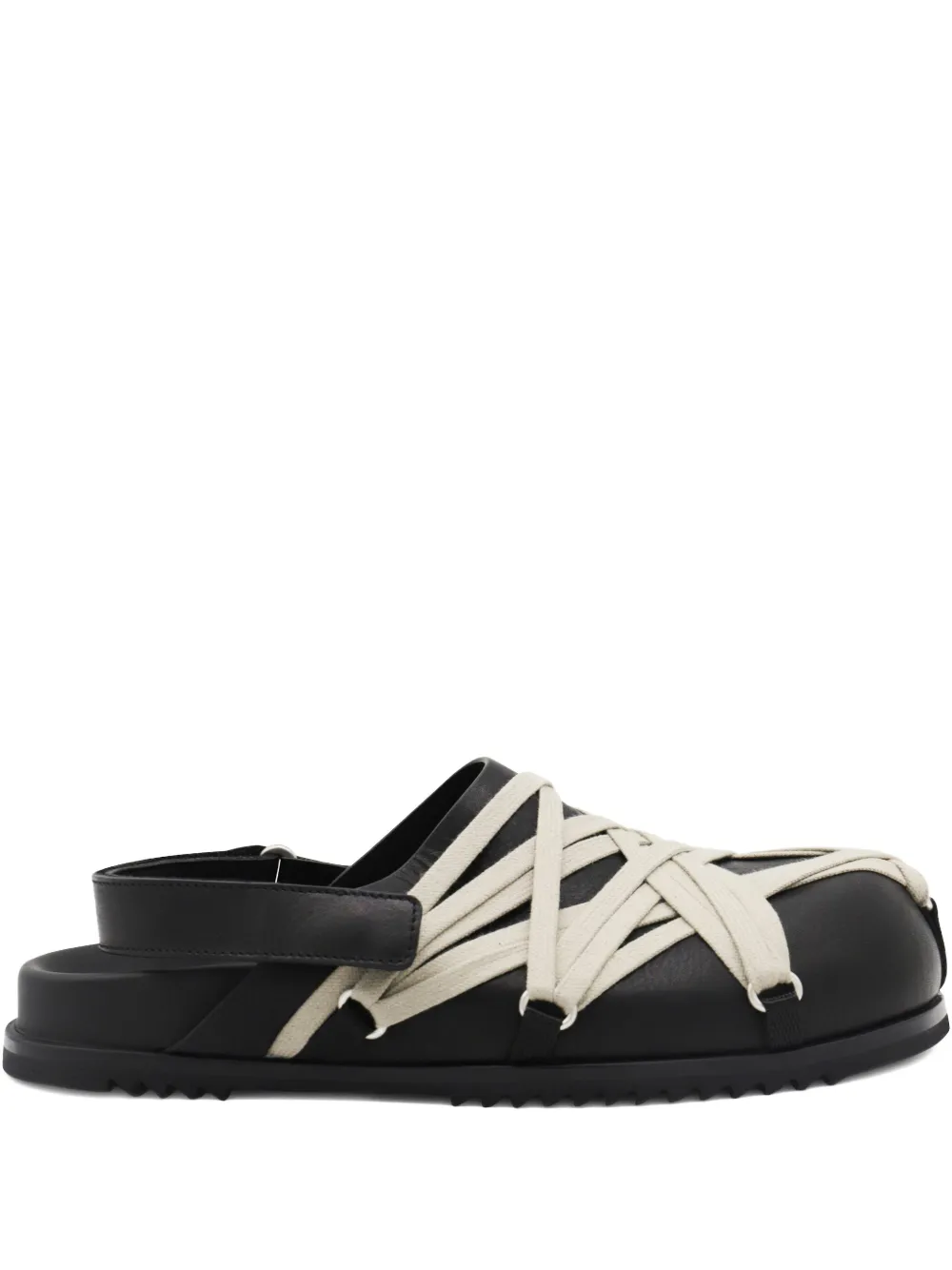 Rick Owens Leather Strap Crisscross Loafers