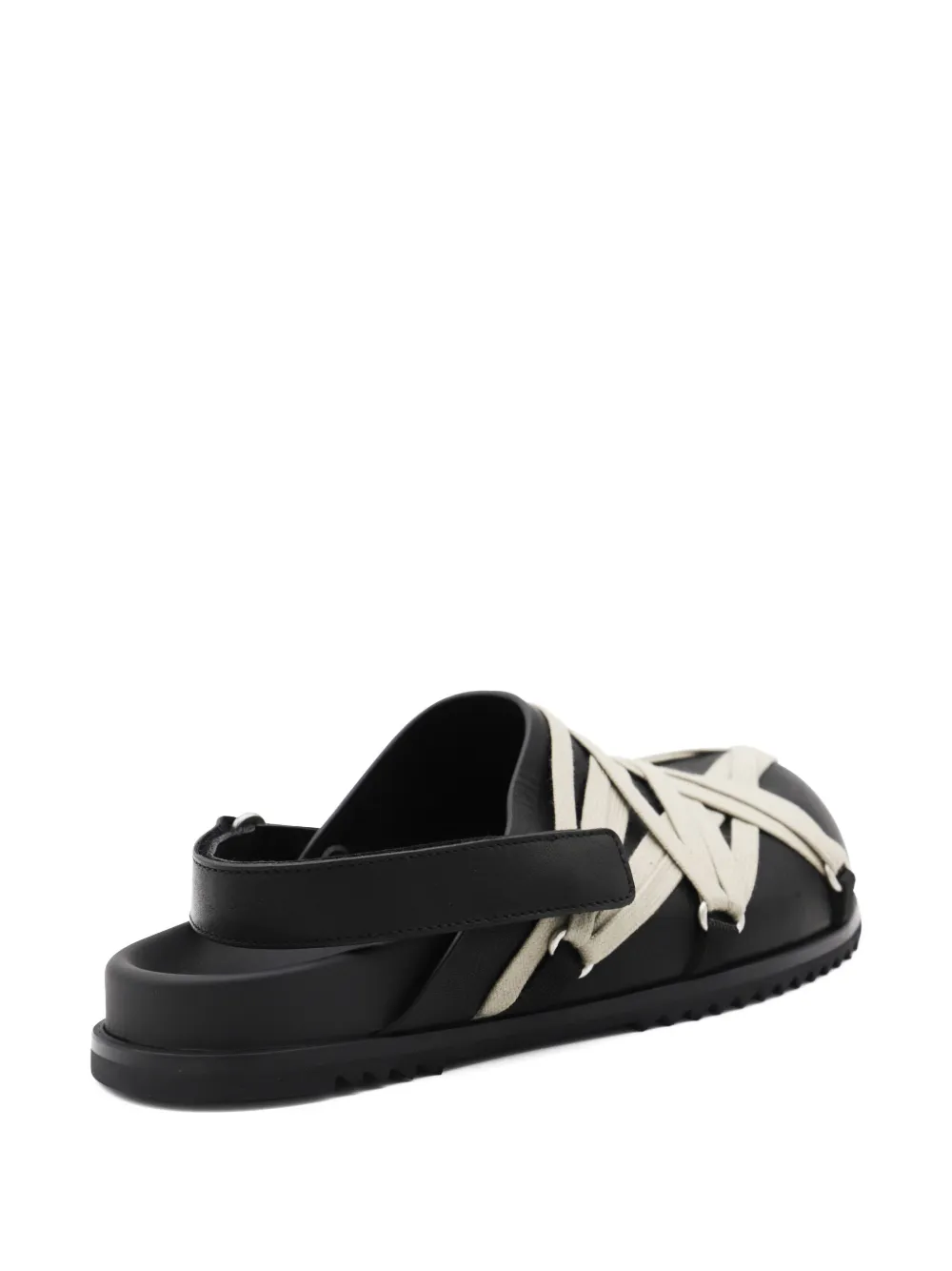 Rick Owens leather strap crisscross loafers Black