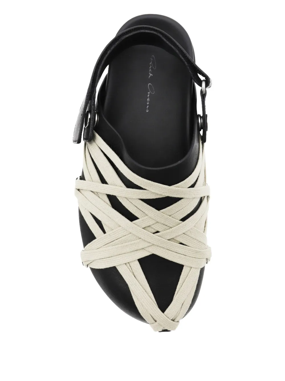 Rick Owens leather strap crisscross loafers Black