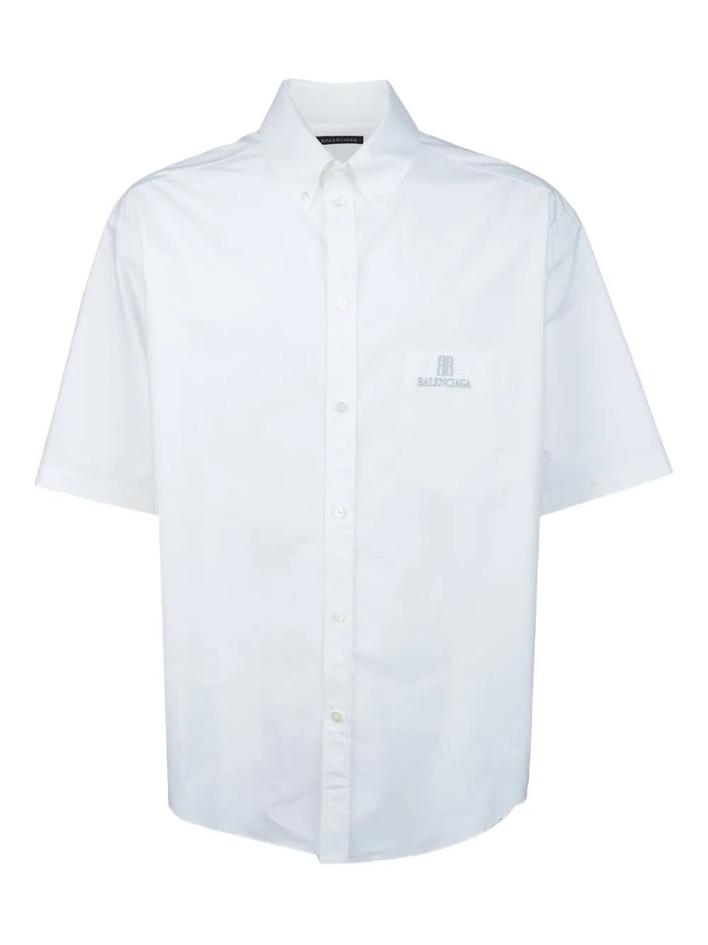 Balenciaga Overhemd met geborduurd logo en korte mouwen Wit