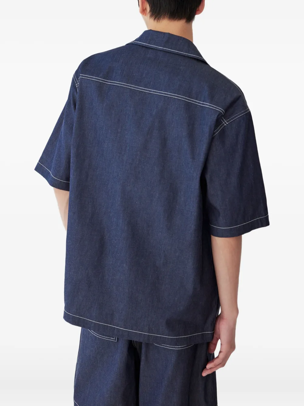 STUDIO TOMBOY Overhemd met korte mouwen en twee zakken Blauw