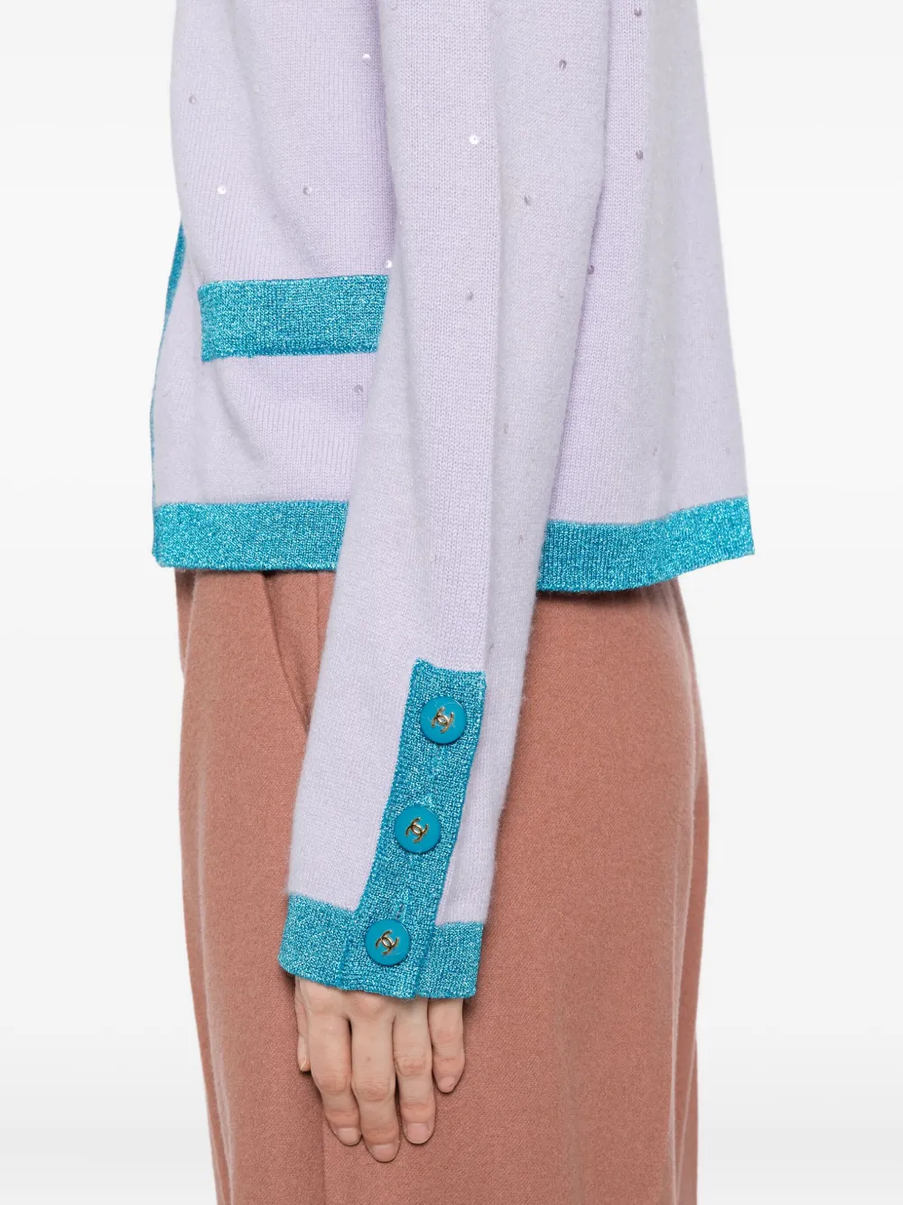 Pre-owned Chanel 1996 Cashmere Cardigan In Purple