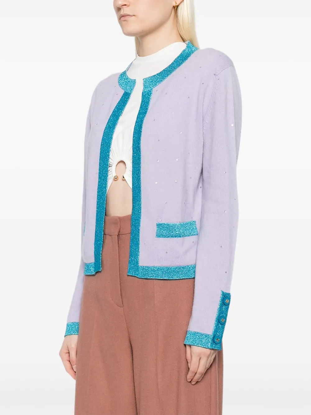 Pre-owned Chanel 1996 Cashmere Cardigan In Purple