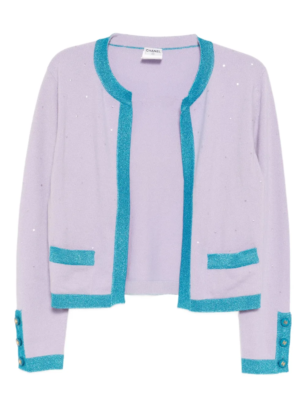 Pre-owned Chanel 1996 Cashmere Cardigan In Purple