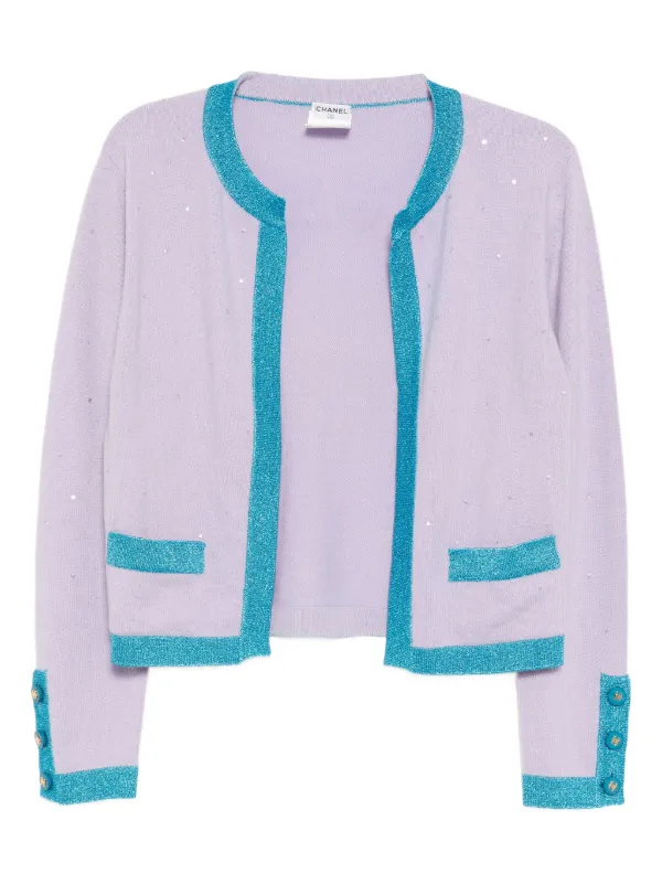 CHANEL Pre-Owned 1996 Cashmere Cardigan Purple