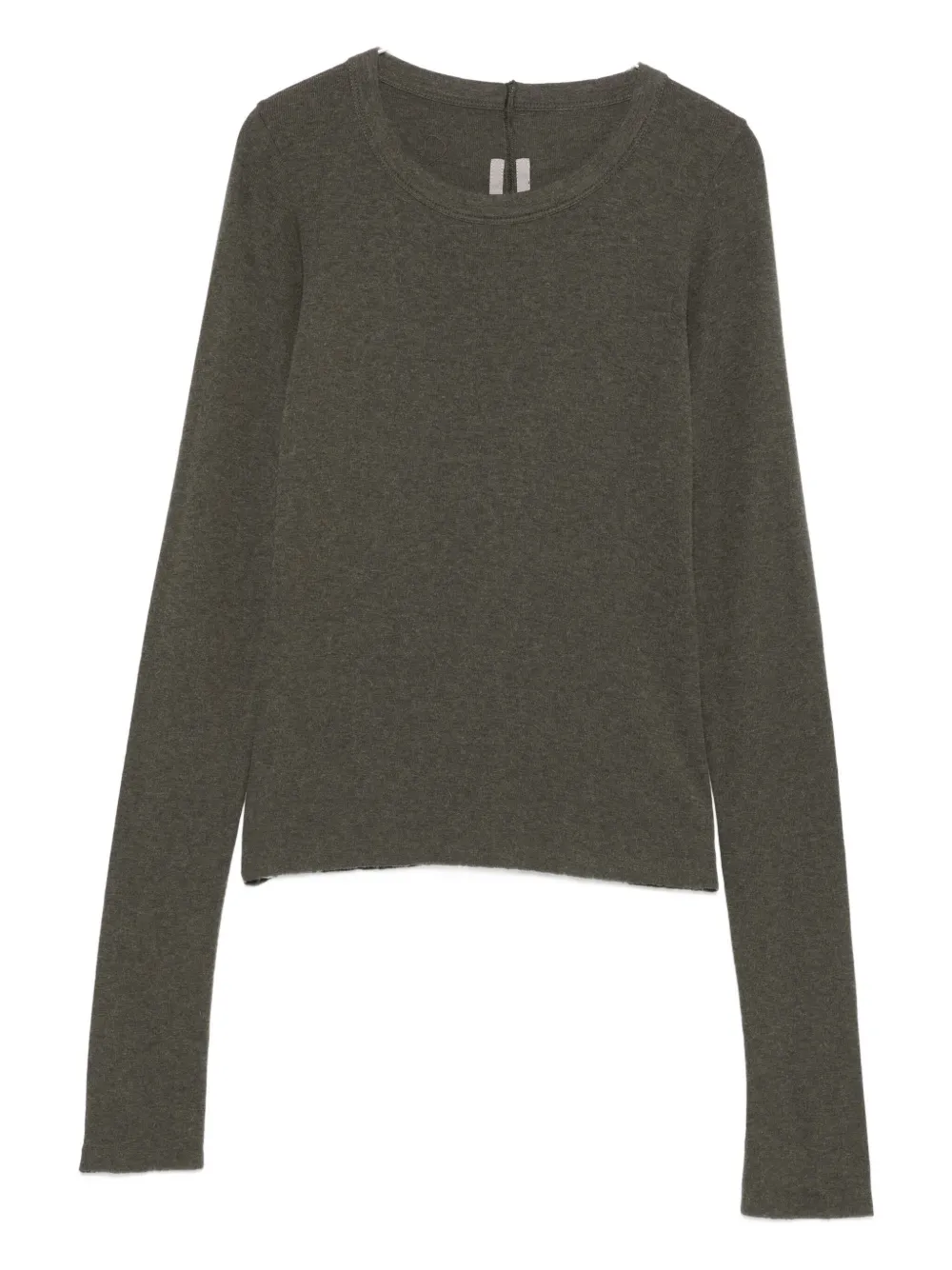 Rick Owens Long Sleeve Cropped Ribbed Knit Top In Green