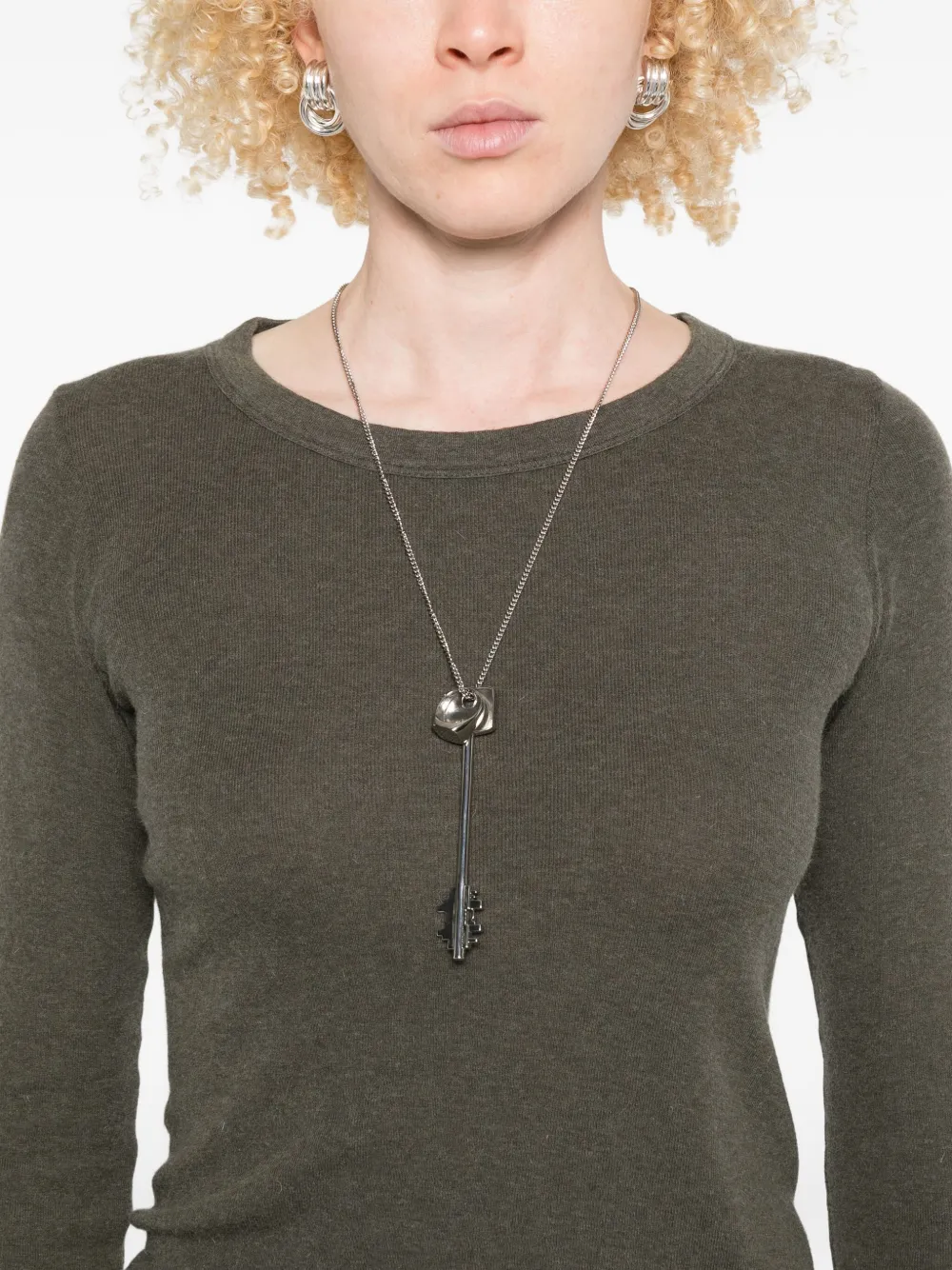 Rick Owens Long Sleeve Cropped Ribbed Knit Top In Green