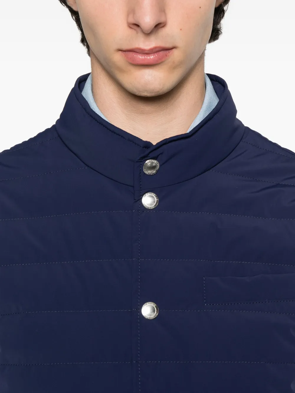 Brunello Cucinelli Gewatteerde bodywarmer met drukknoopsluiting Blauw