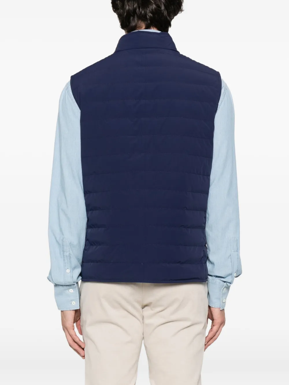 Brunello Cucinelli Gewatteerde bodywarmer met drukknoopsluiting Blauw