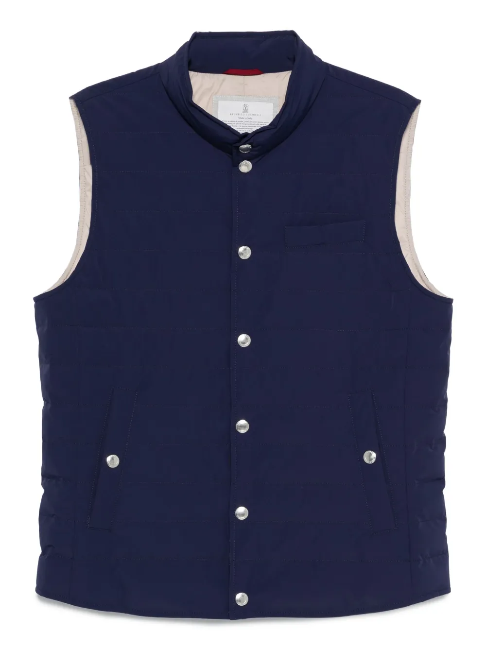Brunello Cucinelli Gewatteerde bodywarmer met drukknoopsluiting Blauw