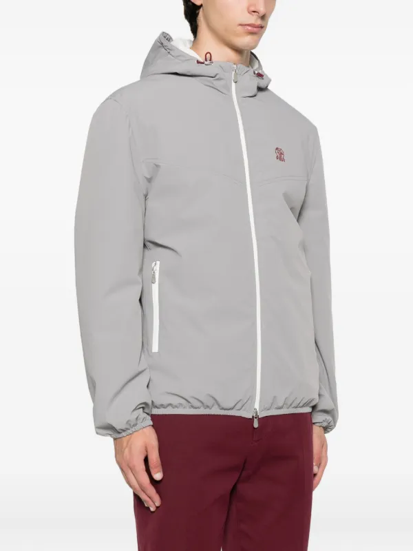 Brunello Cucinelli Hooded zip-front Jacket | Grey | FARFETCH