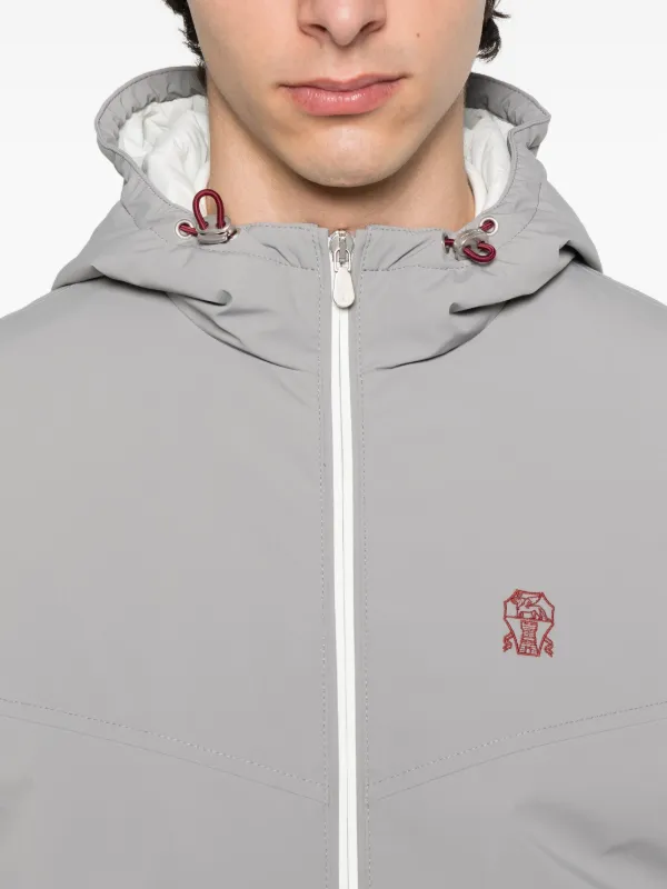 Brunello Cucinelli Hooded zip-front Jacket | Grey | FARFETCH