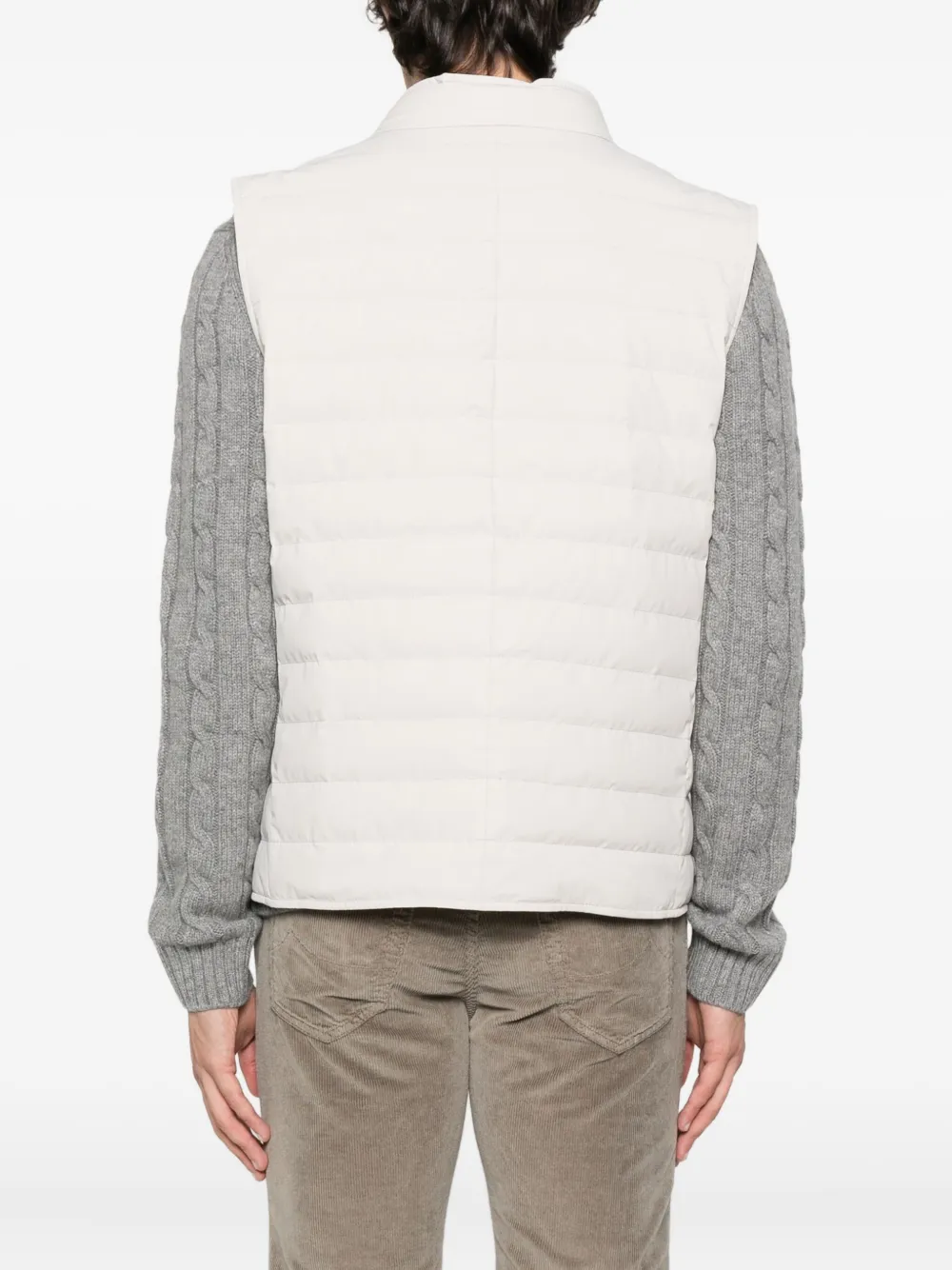 Brunello Cucinelli Gewatteerde bodywarmer met drukknoopsluiting Beige