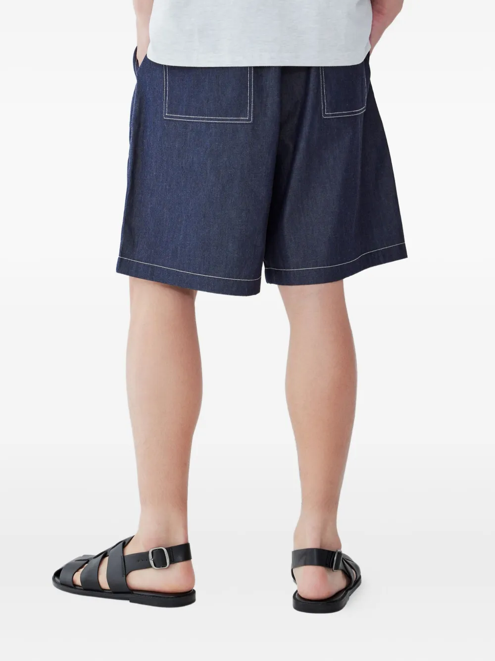 Studio Tomboy Pleated Denim Shorts In Blue