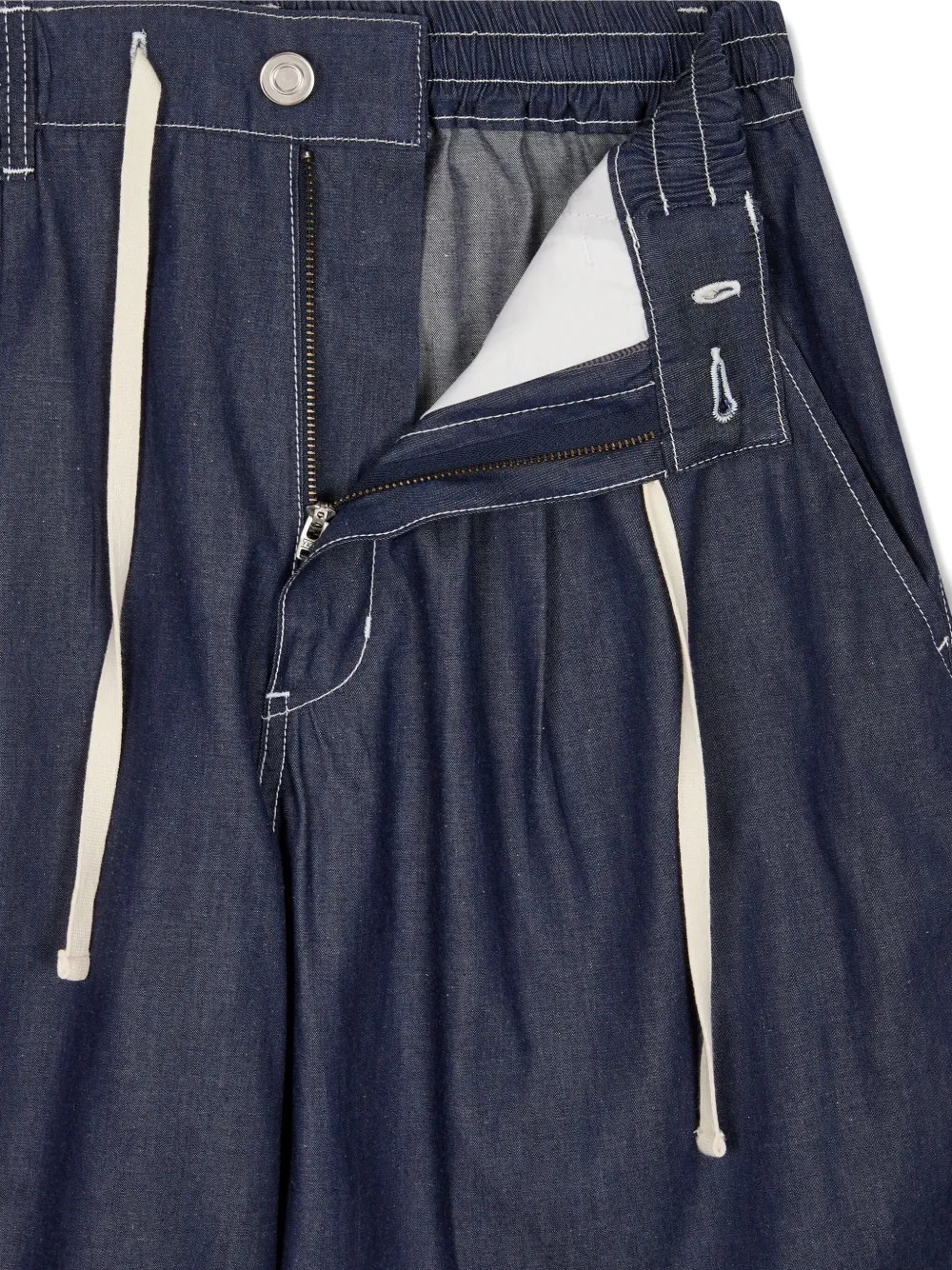 Studio Tomboy Pleated Denim Shorts In Blue