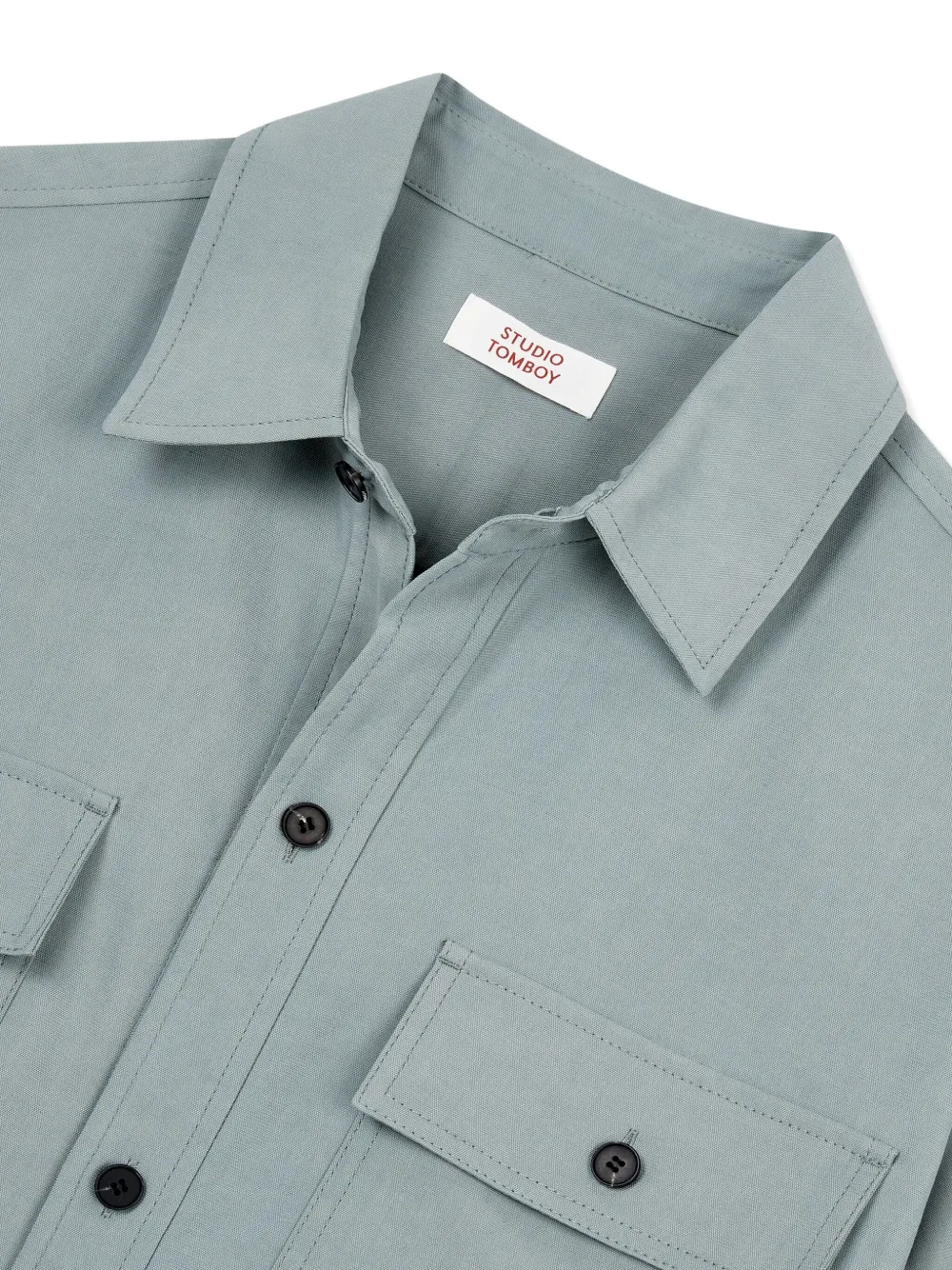 STUDIO TOMBOY Overhemd met dubbele zak en korte mouwen Groen
