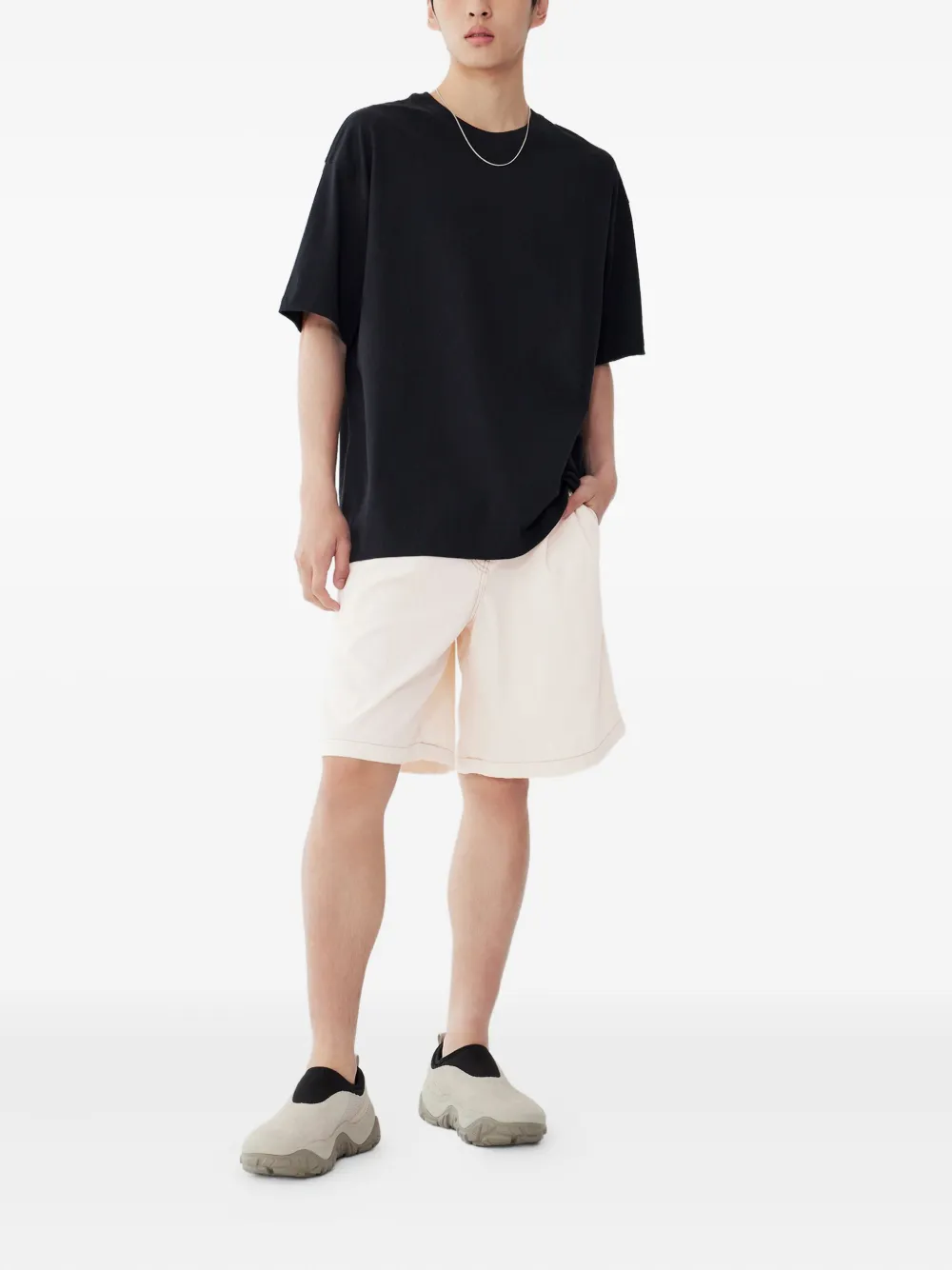 STUDIO TOMBOY Denim shorts met plooien - Wit
