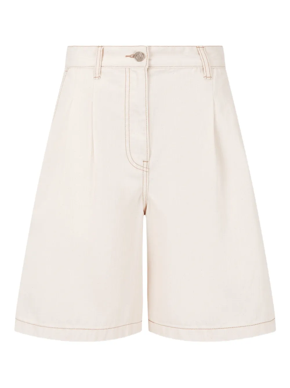 STUDIO TOMBOY Denim shorts met plooien Wit