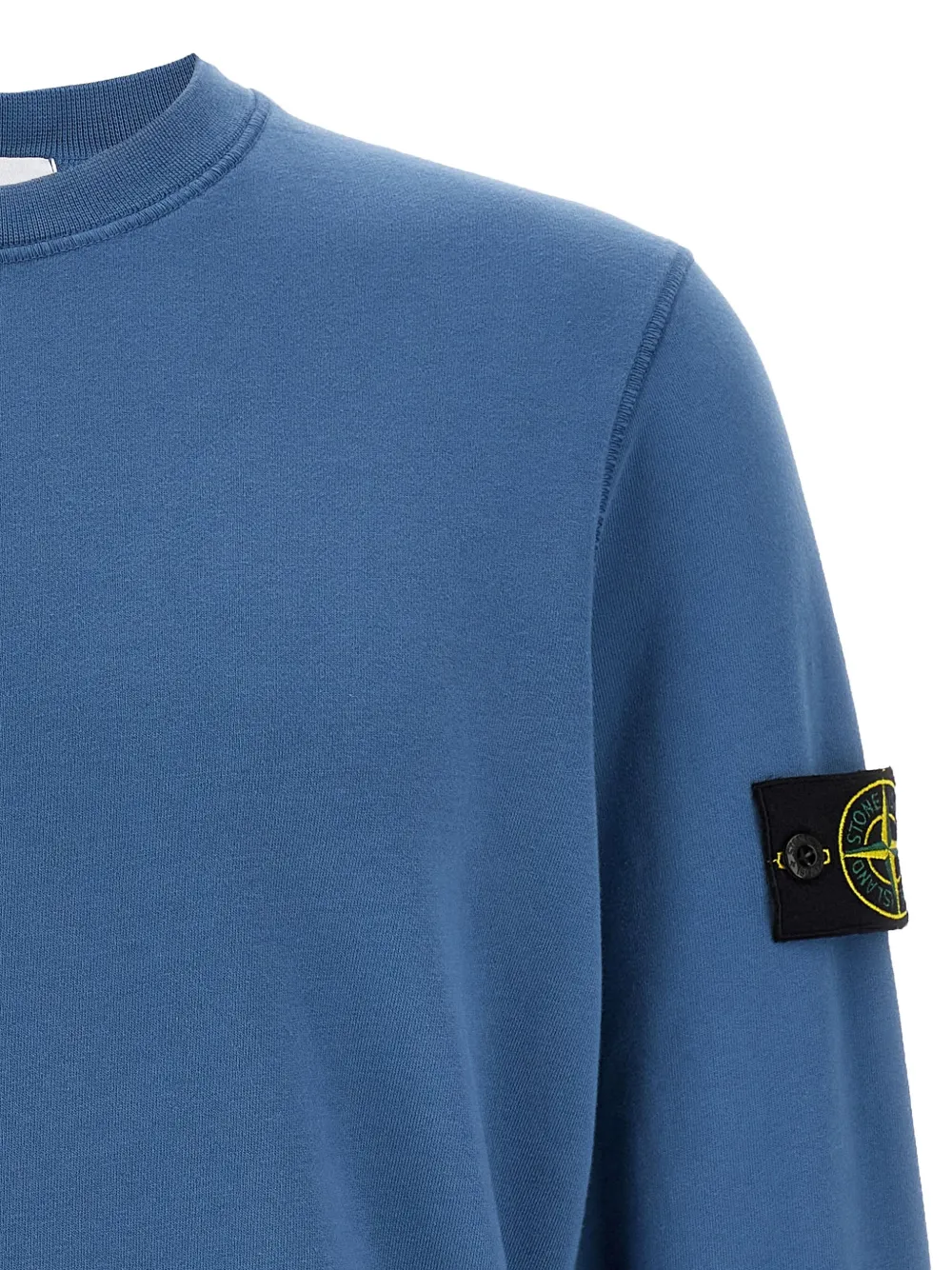 Stone Island Sweater van geborsteld katoen met logopatch Blauw