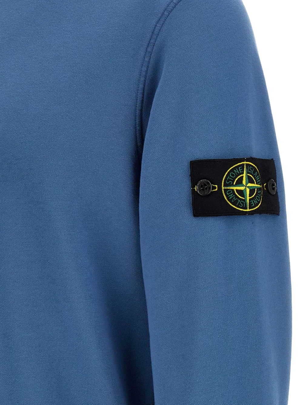 Stone Island Sweater van geborsteld katoen met logopatch Blauw