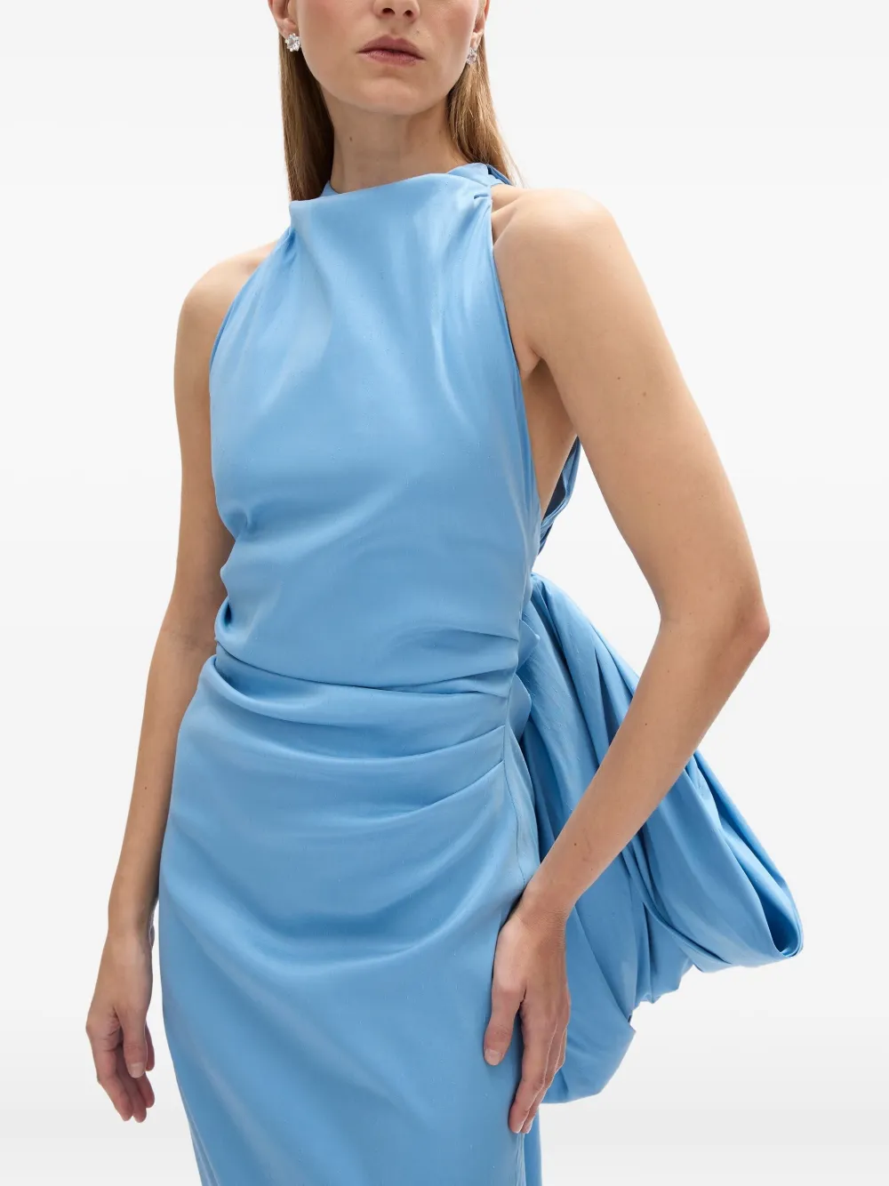 Rachel Gilbert Lottie avondjurk met halternek en strikdetail Blauw