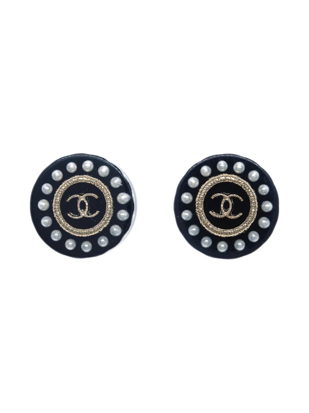 CHANEL Pre-Owned 2018 ボタン ピアス - ブラック CHANEL Pre-Owned 2018 ボタン ピアス - ブラック