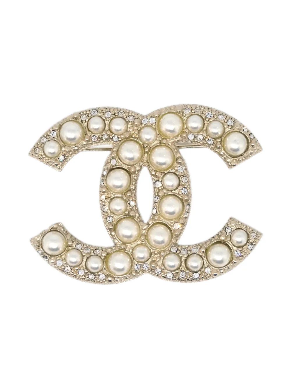 CHANEL Pre-Owned 2019 ココマーク ラインストーン ブローチ - ゴールドトーン CHANEL Pre-Owned 2019 ココマーク ラインストーン ブローチ - ゴールドトーン