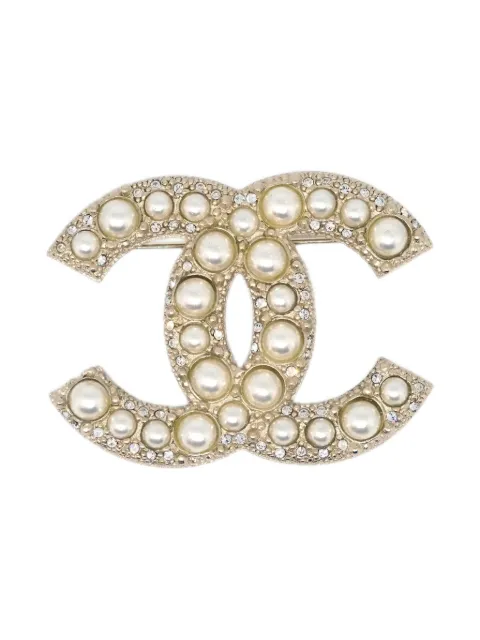 CHANEL Pre-Owned 2019 CC pearl rhinestone brooch