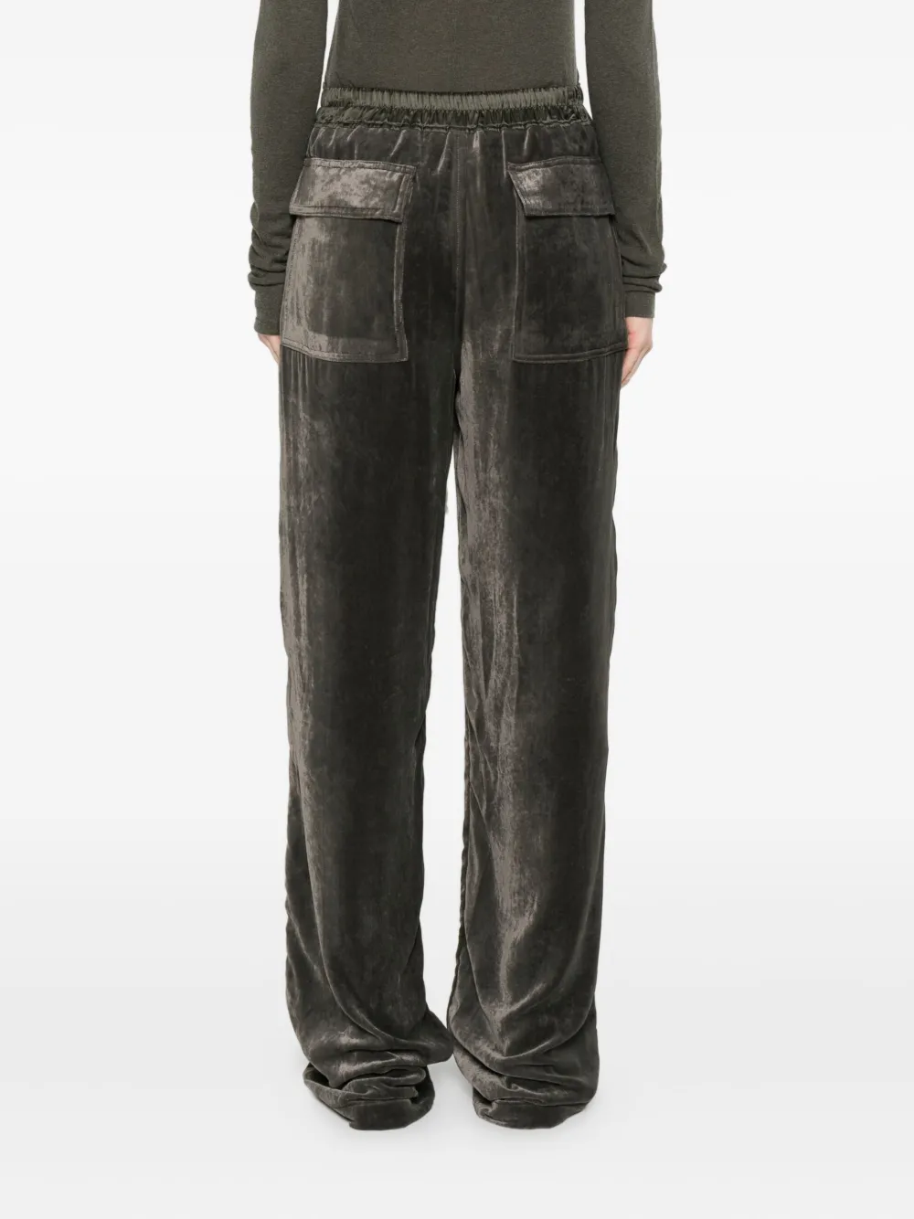 Rick Owens Drawstring Velvet Trousers In Green