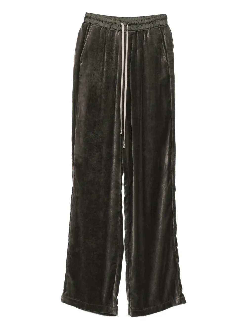 Rick Owens Drawstring Velvet Trousers In Green