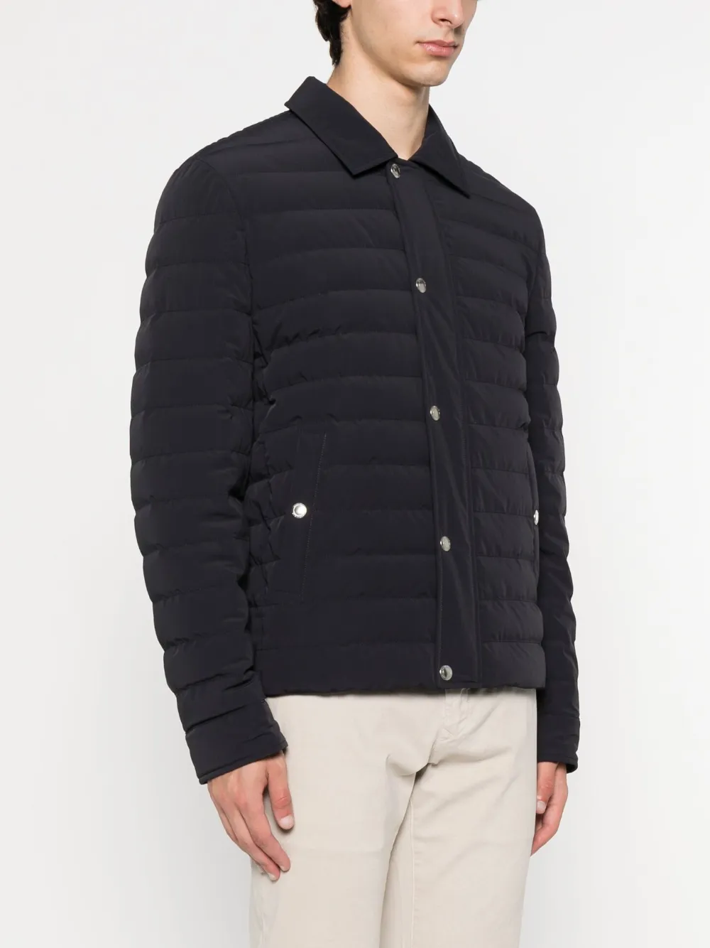 Brunello Cucinelli Gewatteerd jack met drukknoopsluiting Blauw