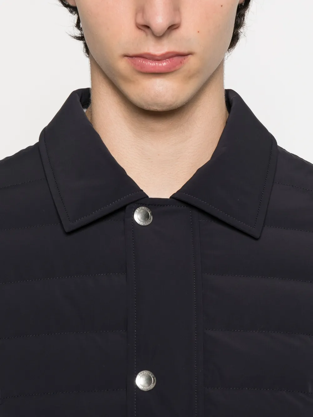 Brunello Cucinelli Gewatteerd jack met drukknoopsluiting Blauw