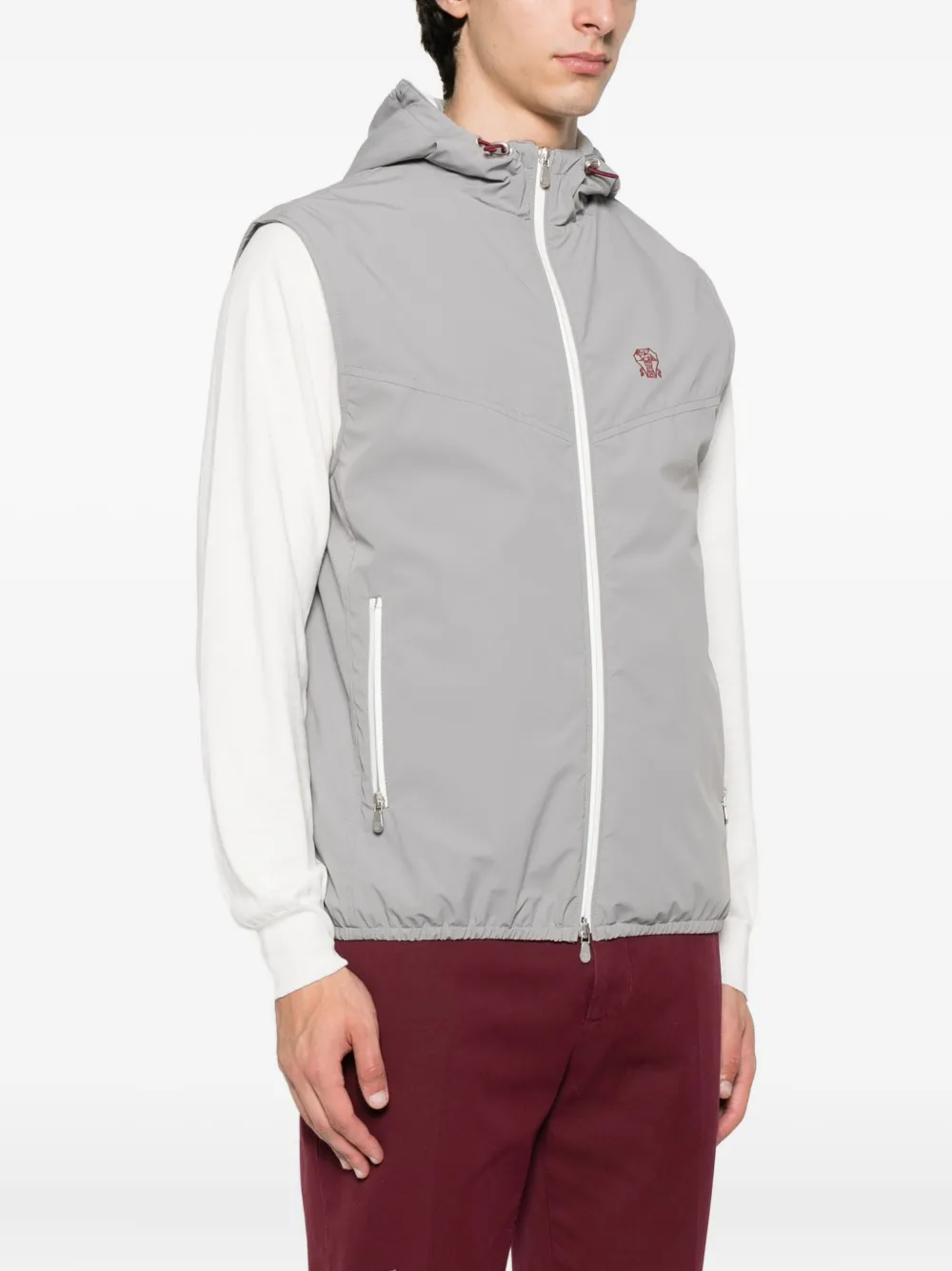 Brunello Cucinelli Top met capuchon en rits Grijs