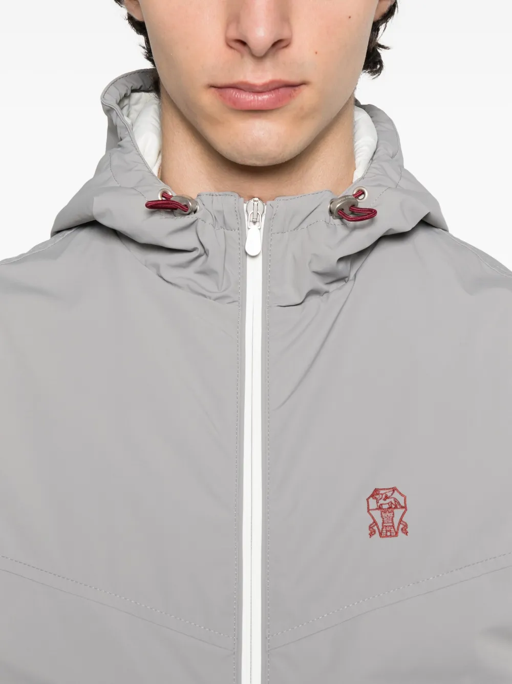 Brunello Cucinelli Top met capuchon en rits Grijs
