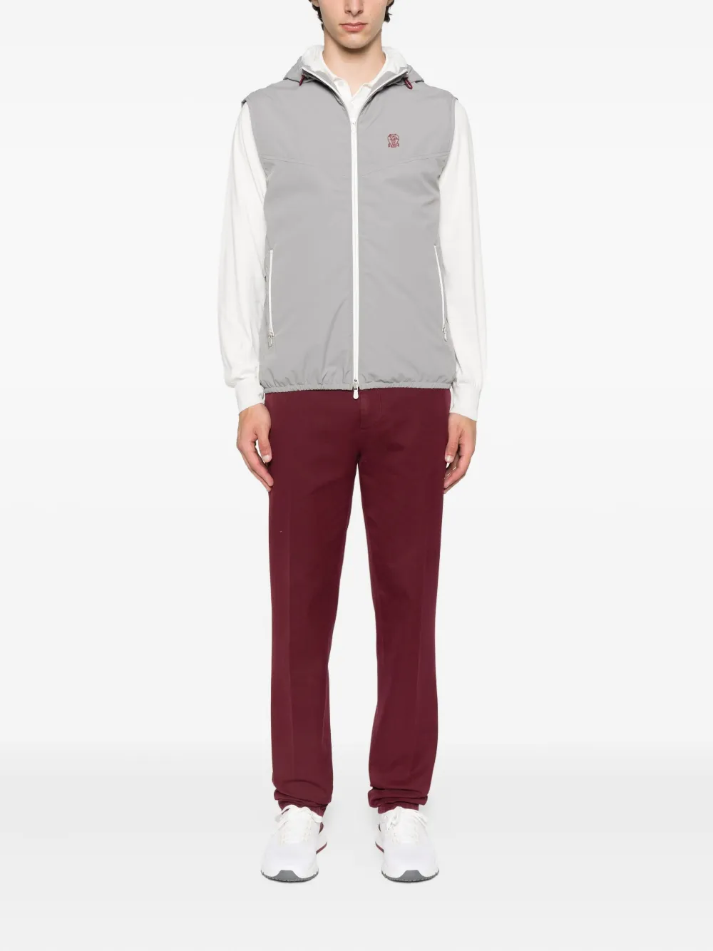 Brunello Cucinelli Top met capuchon en rits Grijs
