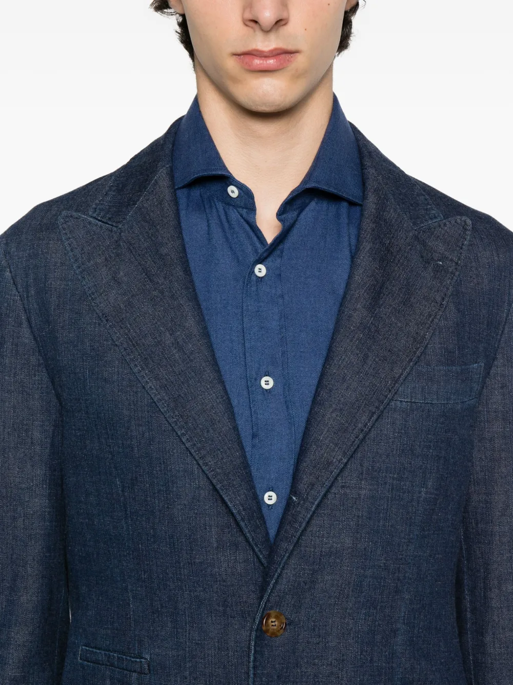 Brunello Cucinelli three-button patch-pocket blazer Blauw
