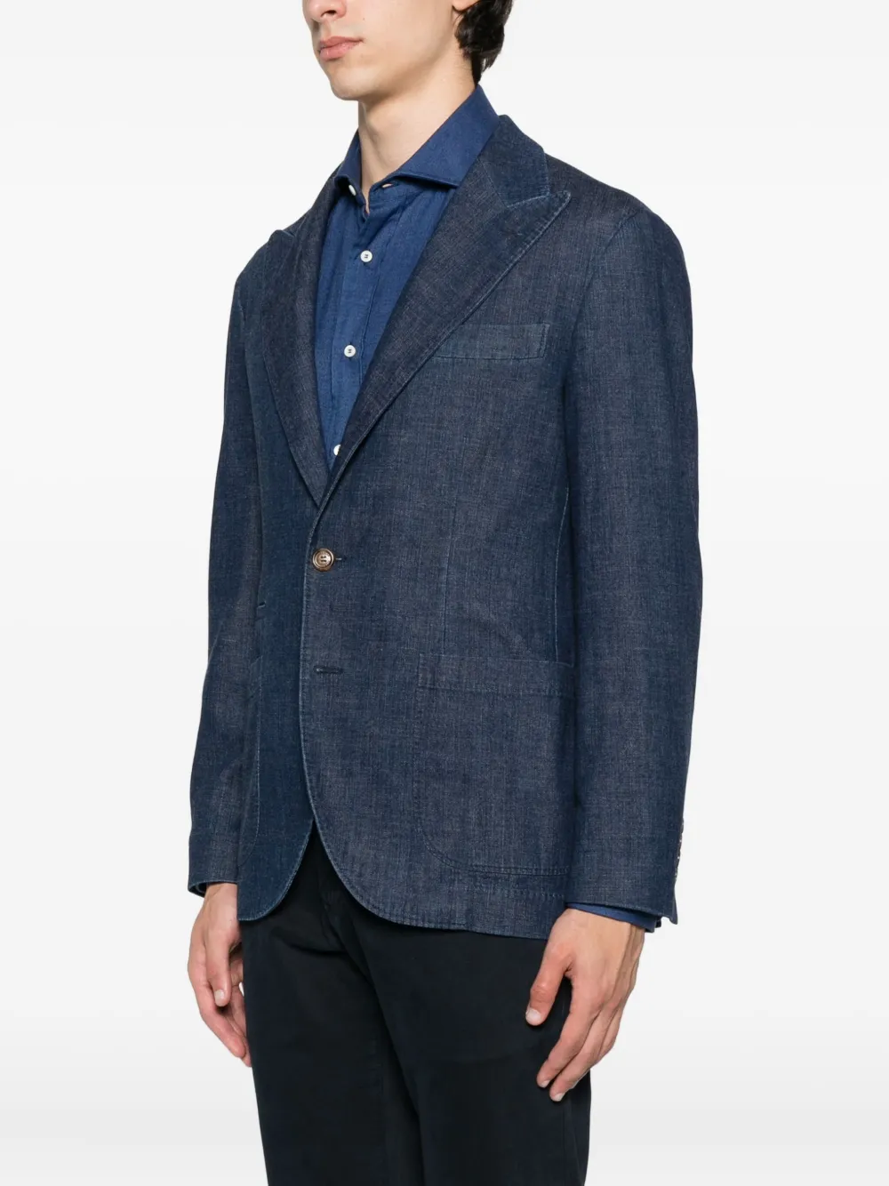 Brunello Cucinelli three-button patch-pocket blazer Blauw