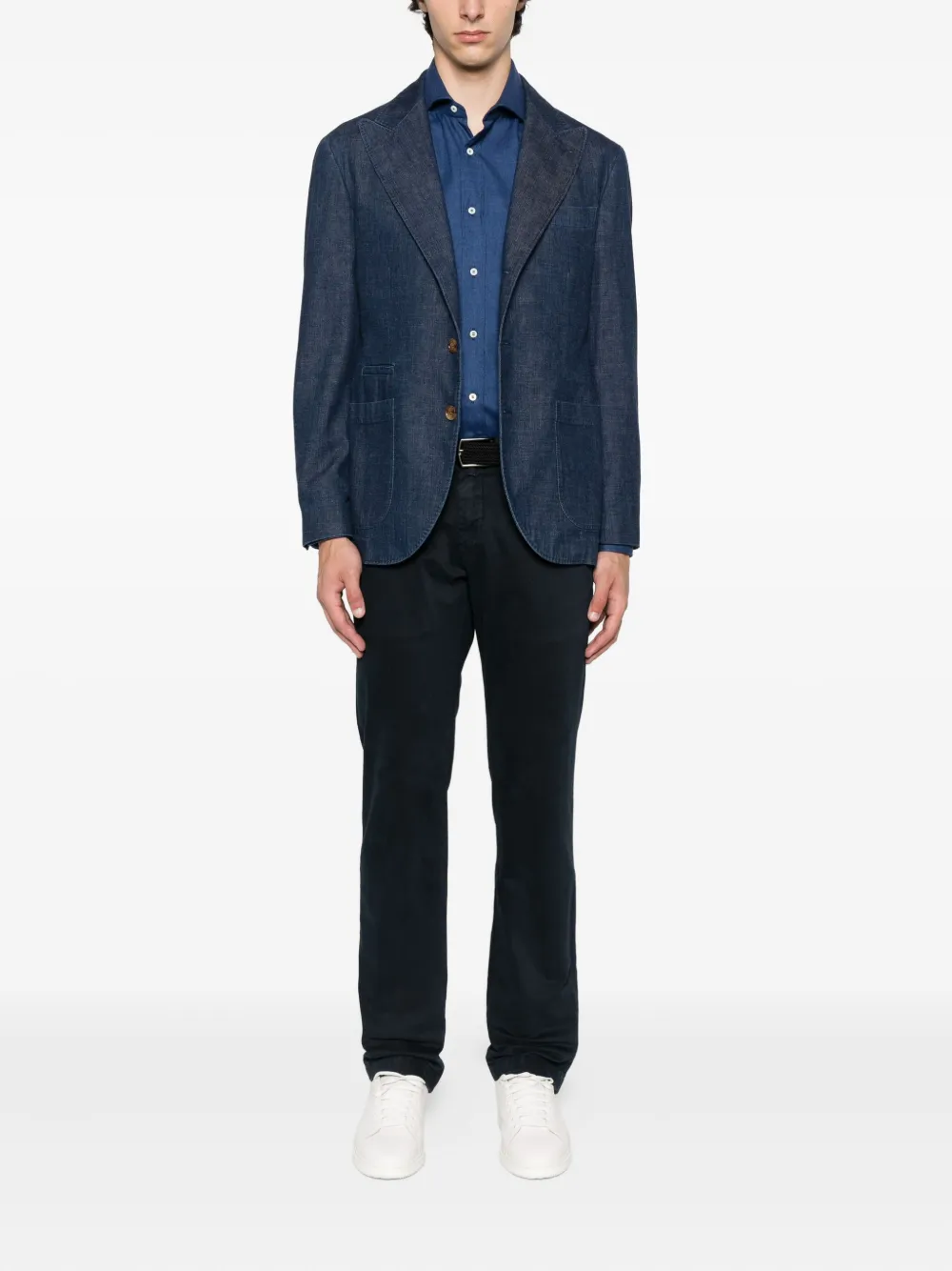 Brunello Cucinelli three-button patch-pocket blazer Blauw