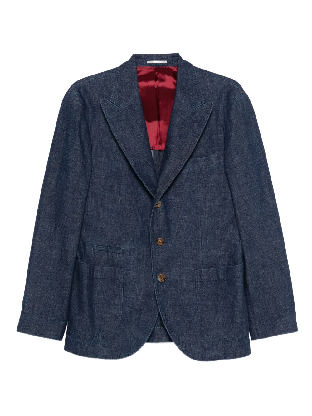 Brunello Cucinelli three-button patch-pocket blazer - Blu