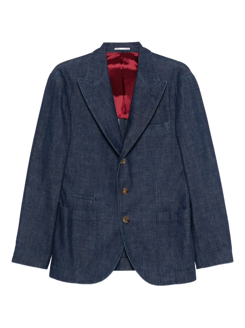 Brunello Cucinelli three-button patch-pocket blazer Blauw
