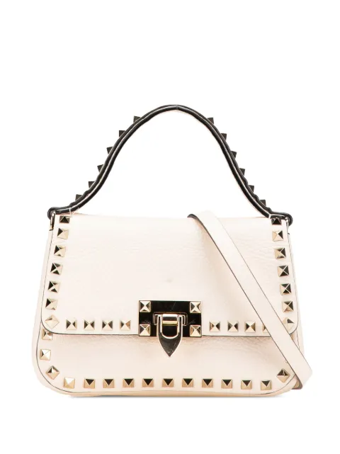 Valentino Garavani Pre-Owned 2018-2025 Small Grainy Calfskin Rockstud Convertible Top Handle Bag satchel