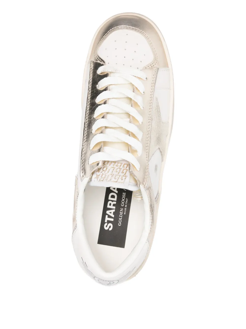 Golden Goose Stardan Metallic Star Sneakers In White