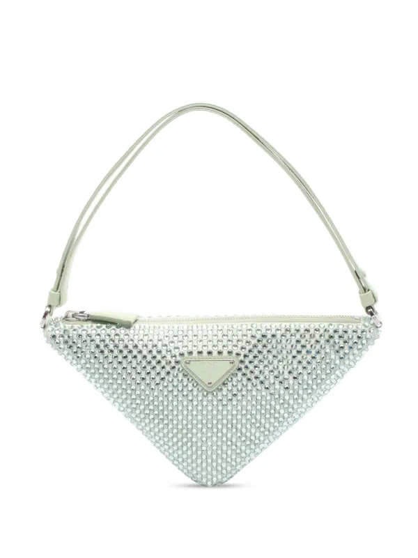 美品【プラダ】クリスタルトライアングルポーチ Amazon.co.jp: [Prada] [プラダ] ポーチ サテン 三角プレート