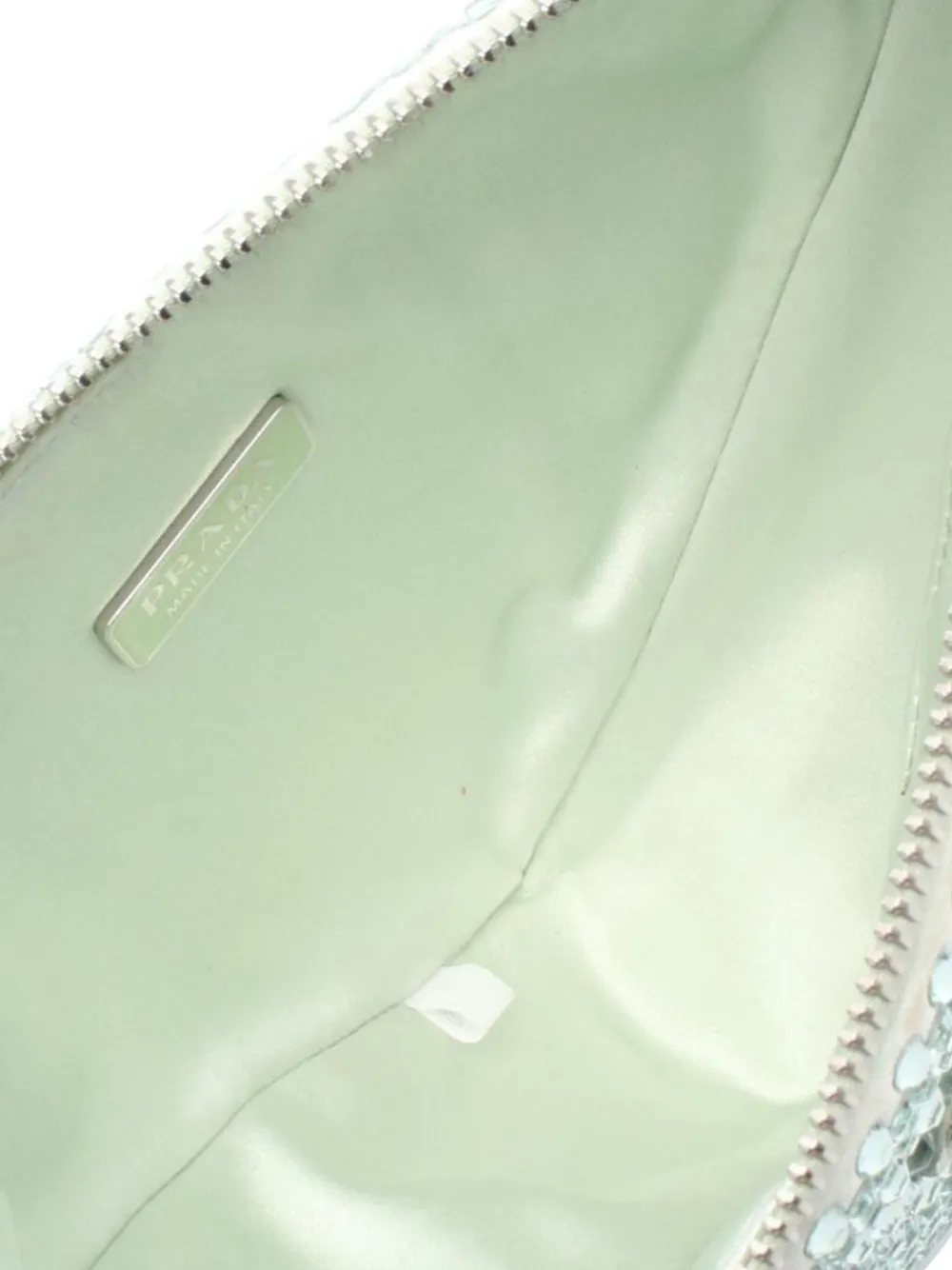 Pre-owned Prada 2013-2025 Satin Crystal Embellished Triangle Pouch Handbag