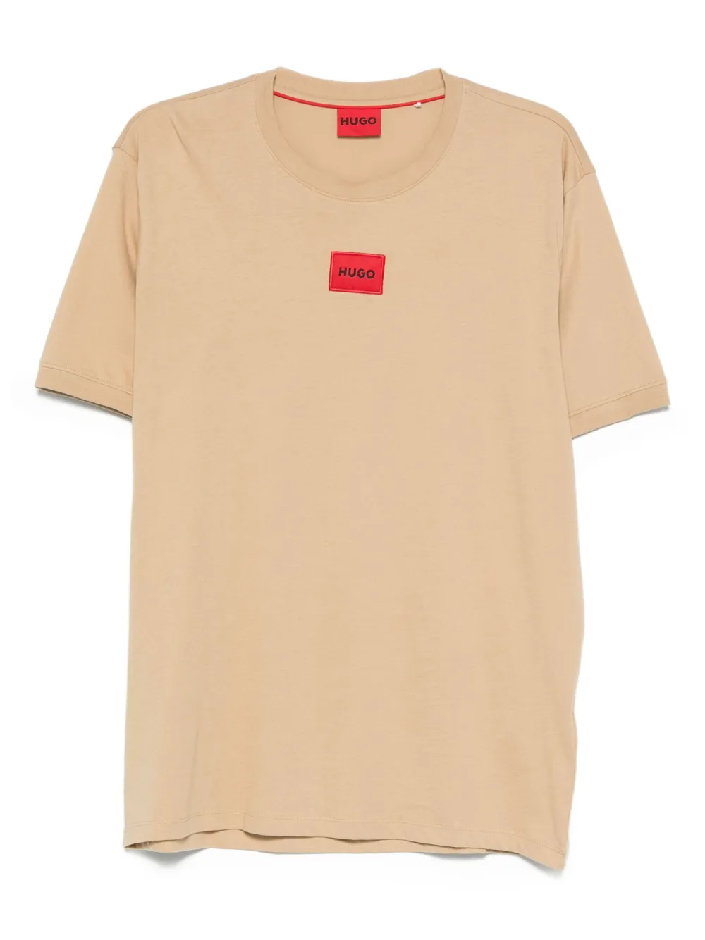 HUGO Katoenen T-shirt met logopatch Beige