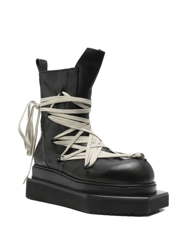 サカ　Rick Owens BIKER PLATFORM Rick Owens lace-up Platform Boots | Black | FARFETCH