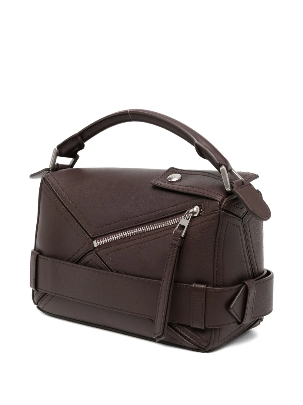 Loewe Puzzle Biker Small Leather Handbag In Brown