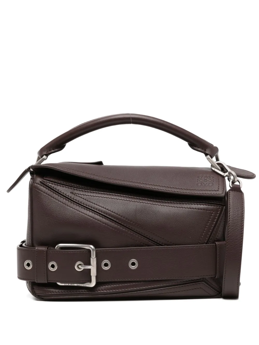 Loewe Puzzle Biker Small Leather Handbag In Brown